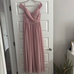 Dusty Rose Chiffon Maxi Dress with Draped Bodice
